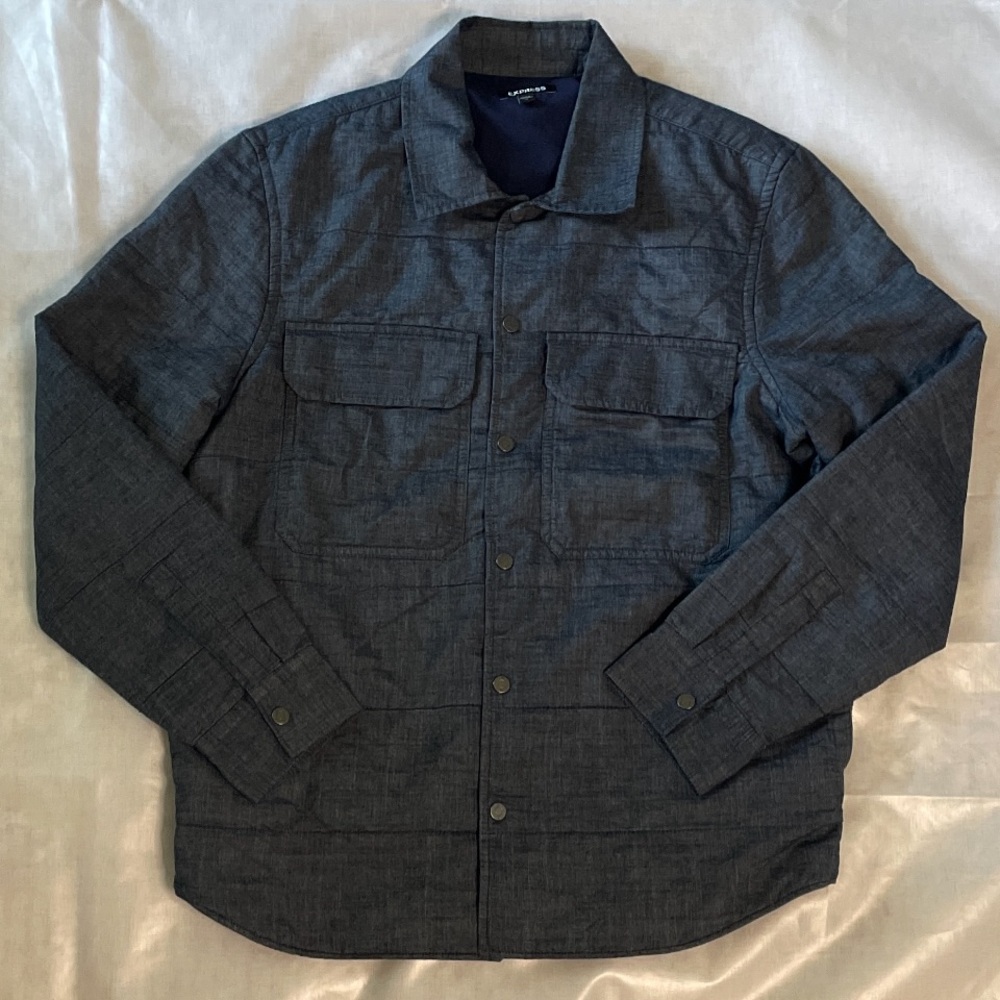 Express Men’s Medium Wash Blue Denim Shirt Jacket